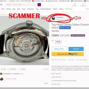 BEWARE USER 🚫ivxnnseven Tag Heuer Carrera Calibre 5 Automatic 39mm Watch WV211A
